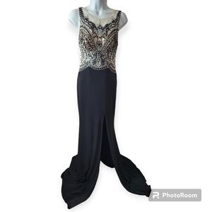 Mori Lee Haute Couture Prom Black/Nude Beaded Mermaid Maxi Size 3 (Juniors)